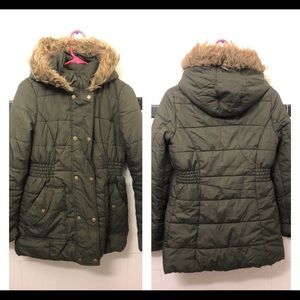 Used Hunter Green Warm Light Weight Coat.
